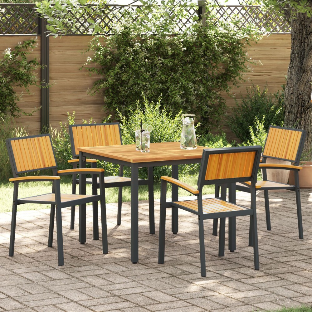 vidaXL Set de dining pentru grădină cu 5 piese din lemn masiv de acacia și metal