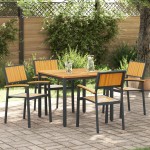 vidaXL Set de dining pentru grădină cu 5 piese din lemn masiv de acacia și metal vidaXL Set de dining pentru grădină cu 5 piese din lemn masiv de acacia și metal