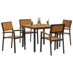 vidaXL Set de dining pentru grădină cu 5 piese din lemn masiv de acacia și metal vidaXL Set de dining pentru grădină cu 5 piese din lemn masiv de acacia și metal