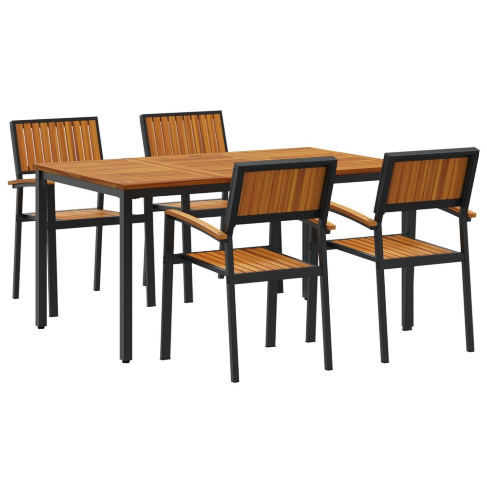 vidaXL Set de dining pentru grădină din 5 piese din lemn solid de acacia și metal