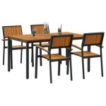 vidaXL Set de dining pentru grădină din 5 piese din lemn solid de acacia și metal vidaXL Set de dining pentru grădină din 5 piese din lemn solid de acacia și metal