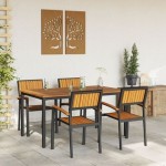 vidaXL Set de dining pentru grădină din 5 piese din lemn solid de acacia și metal vidaXL Set de dining pentru grădină din 5 piese din lemn solid de acacia și metal