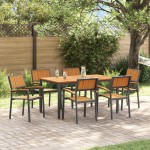 vidaXL Set de dining pentru grădină 7 piese din lemn solid de acacia și metal vidaXL Set de dining pentru grădină 7 piese din lemn solid de acacia și metal