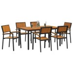 vidaXL Set de dining pentru grădină 7 piese din lemn solid de acacia și metal vidaXL Set de dining pentru grădină 7 piese din lemn solid de acacia și metal