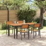 vidaXL Set de dining pentru grădină din 5 piese din lemn solid de acacia și metal vidaXL Set de dining pentru grădină din 5 piese din lemn solid de acacia și metal