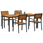 vidaXL Set de dining pentru grădină din 5 piese din lemn solid de acacia și metal vidaXL Set de dining pentru grădină din 5 piese din lemn solid de acacia și metal