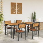 vidaXL Set de dining pentru grădină din 5 piese din lemn solid de acacia și metal vidaXL Set de dining pentru grădină din 5 piese din lemn solid de acacia și metal