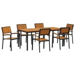 vidaXL Set de dining pentru grădină de 7 piese din lemn masiv de acacia și metal