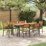 vidaXL Set de dining pentru grădină de 7 piese din lemn masiv de acacia și metal