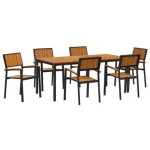 vidaXL Set de dining pentru grădină de 7 piese din lemn masiv de acacia și metal