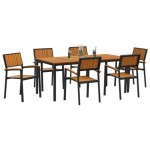 vidaXL Set de dining pentru grădină de 7 piese din lemn masiv de acacia și metal