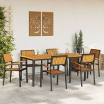 vidaXL Set de dining pentru grădină de 7 piese din lemn masiv de acacia și metal