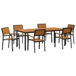vidaXL Set de dining pentru grădină din 7 piese, lemn solid de acacia și metal vidaXL Set de dining pentru grădină din 7 piese, lemn solid de acacia și metal