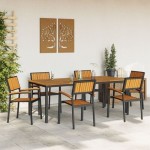vidaXL Set de dining pentru grădină din 7 piese, lemn solid de acacia și metal vidaXL Set de dining pentru grădină din 7 piese, lemn solid de acacia și metal