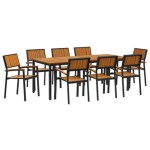 vidaXL Set de dining pentru grădină , 9 piese, din lemn masiv de acacia și metal