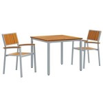 vidaXL Set de dining pentru grădină 3 piese din lemn solid de acacia și metal