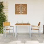 vidaXL Set de dining pentru grădină 3 piese din lemn solid de acacia și metal