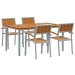 vidaXL Set de dining pentru grădină , 5 piese, din lemn solid de acacia și metal
