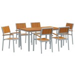 vidaXL Set de dining pentru grădină , 7 piese, din lemn solid de acacia și metal