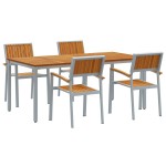 vidaXL Set de dining pentru grădină 5 piese din lemn solid de acacia și metal