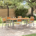 vidaXL Set de dining pentru grădină format din 7 piese din lemn masiv de acacia și metal vidaXL Set de dining pentru grădină format din 7 piese din lemn masiv de acacia și metal