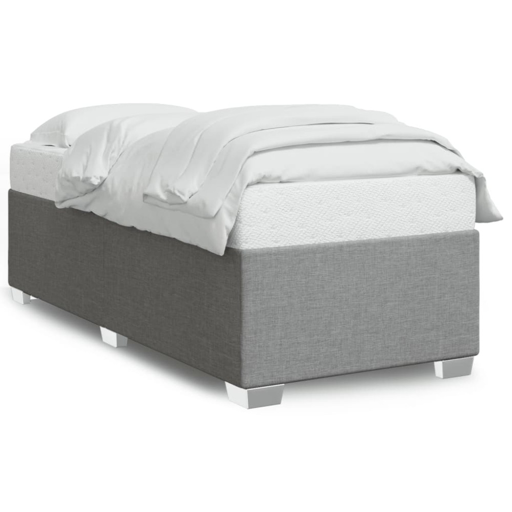 vidaXL Cadru de pat fără saltea, gri deschis, 90x190 cm, textil