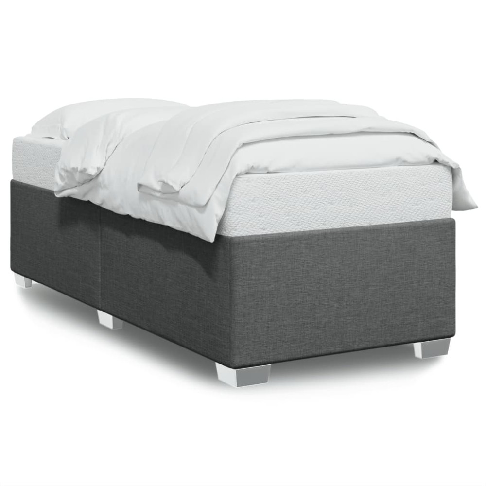 vidaXL Cadru de pat fără saltea, gri închis, 90x190 cm, textil