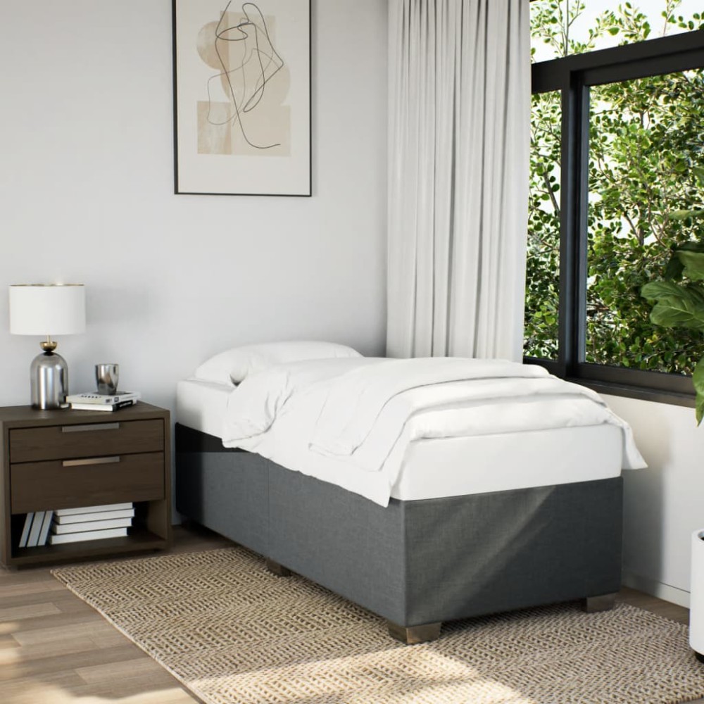 vidaXL Cadru de pat fără saltea, gri închis, 90x190 cm, textil