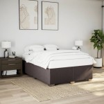 vidaXL Cadru de pat fără saltea, maro închis, 140x200 cm, textil vidaXL Cadru de pat fără saltea, maro închis, 140x200 cm, textil