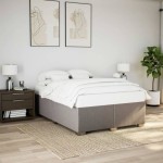 vidaXL Cadru de pat fără saltea, gri taupe, 140x200 cm, textil vidaXL Cadru de pat fără saltea, gri taupe, 140x200 cm, textil