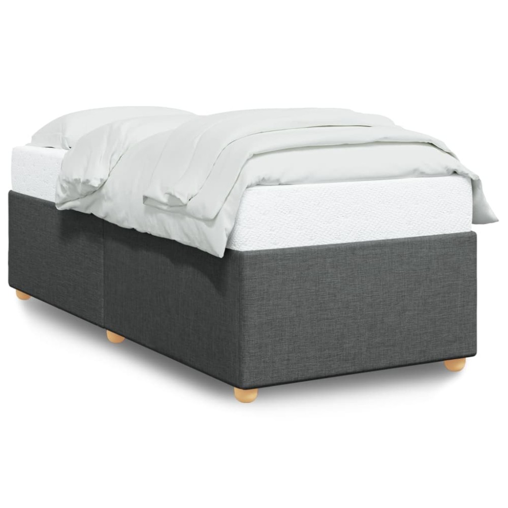 vidaXL Cadru de pat fără saltea, gri închis, 90x190 cm, textil