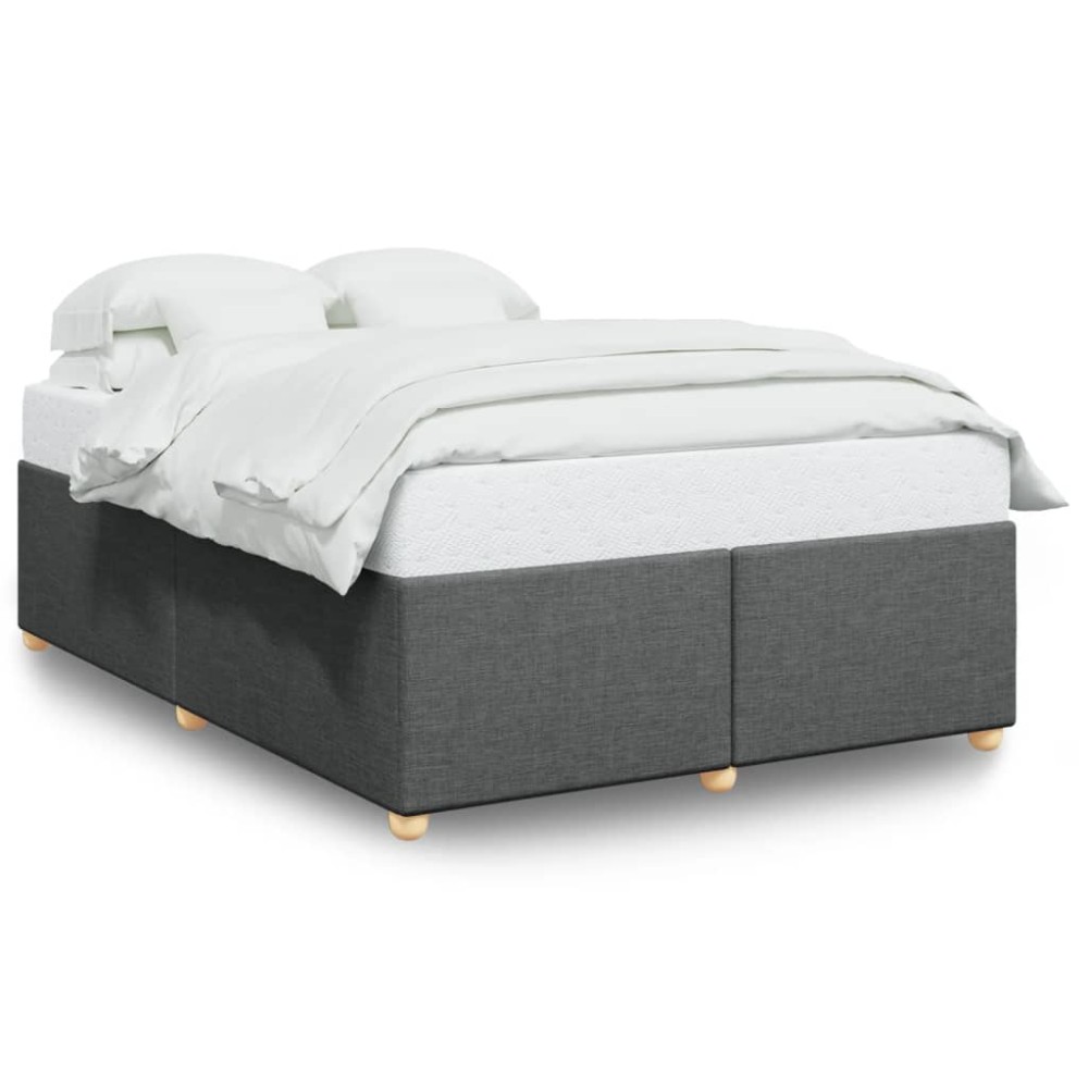 vidaXL Cadru de pat fără saltea, gri închis, 140x190 cm, textil