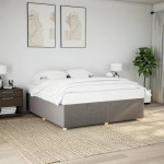 vidaXL Cadru de pat fără saltea, gri taupe, 200x200 cm, textil vidaXL Cadru de pat fără saltea, gri taupe, 200x200 cm, textil