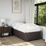 vidaXL Cadru de pat fără saltea, maro închis, 90x200 cm, textil vidaXL Cadru de pat fără saltea, maro închis, 90x200 cm, textil