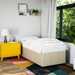 vidaXL Cadru de pat fără saltea cremă 90x200 cm țesătură