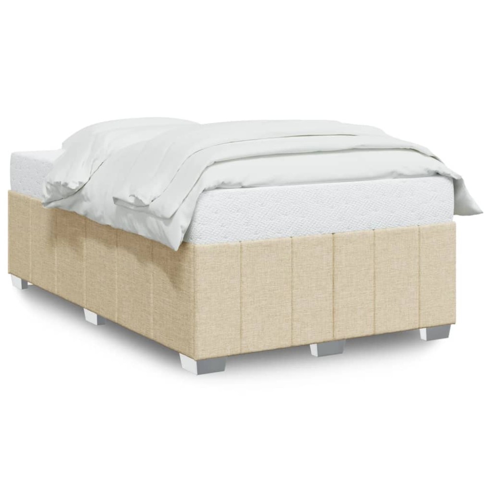 vidaXL Cadru de pat fără saltea cremă 120x190 cm țesătură