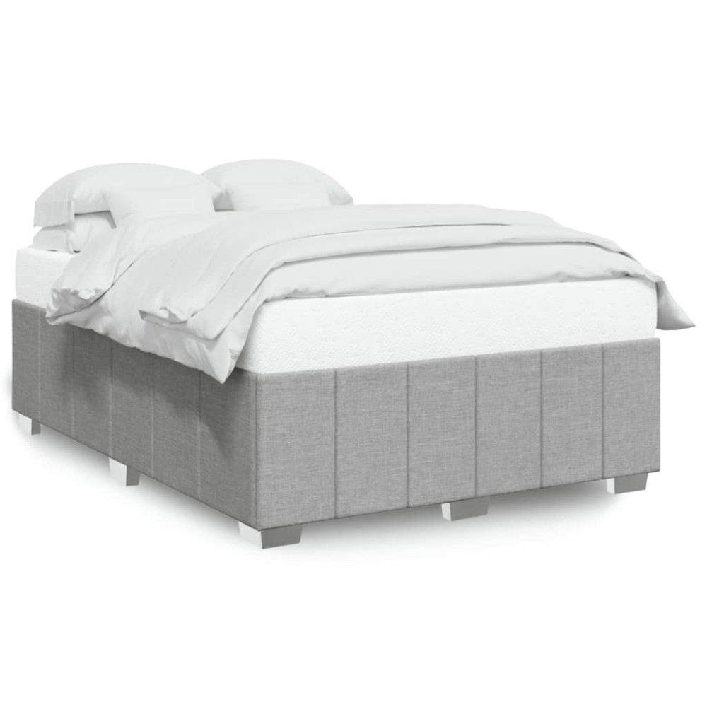 vidaXL Cadru de pat fără saltea, gri deschis, 140x190 cm, textil