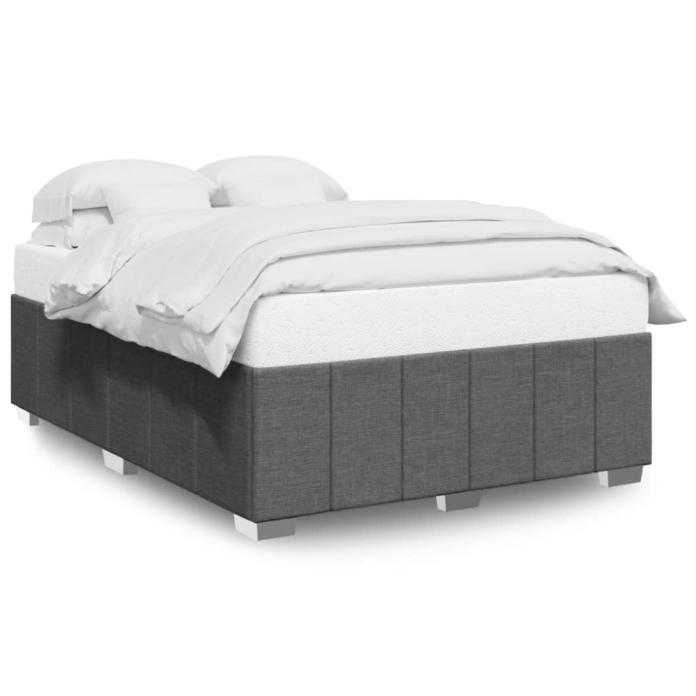 vidaXL Cadru de pat fără saltea, gri închis, 140x190 cm, textil