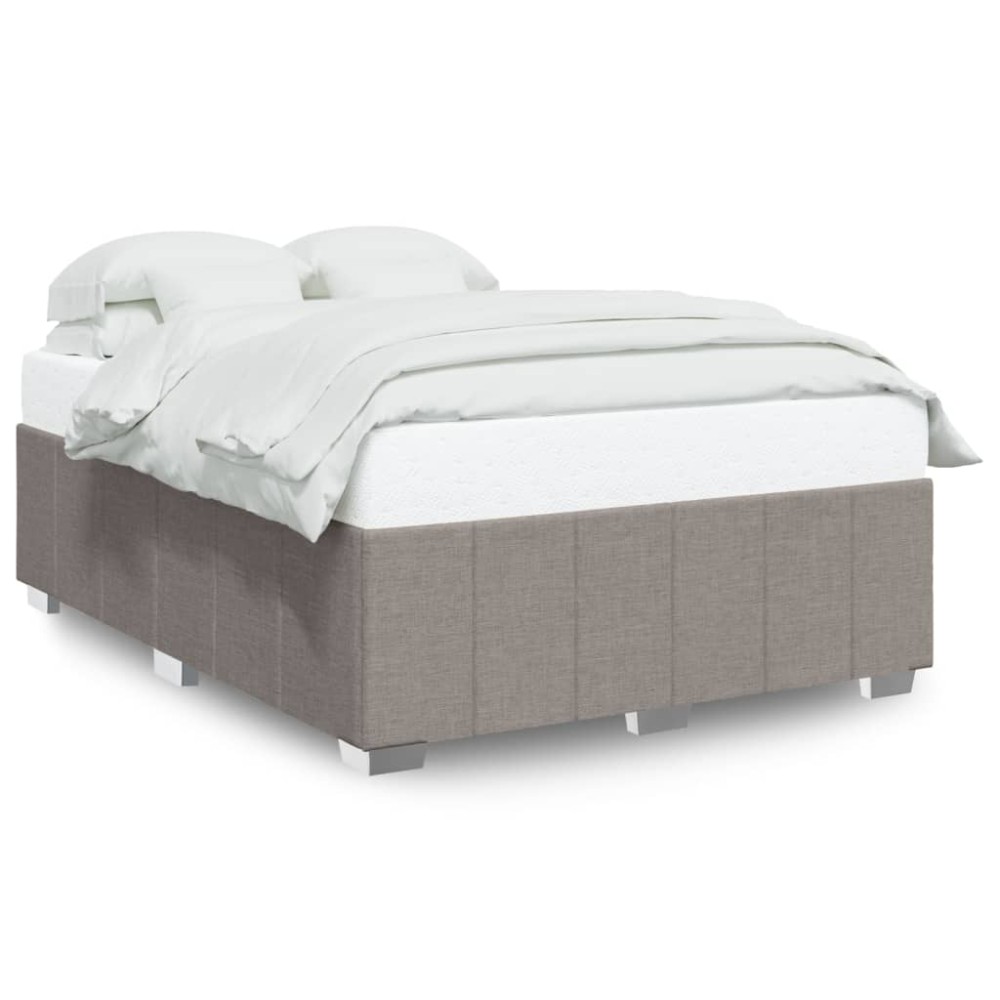 vidaXL Cadru de pat fără saltea, gri taupe, 140x190 cm, textil