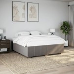 vidaXL Cadru de pat fără saltea, gri taupe, 200x200 cm, textil vidaXL Cadru de pat fără saltea, gri taupe, 200x200 cm, textil