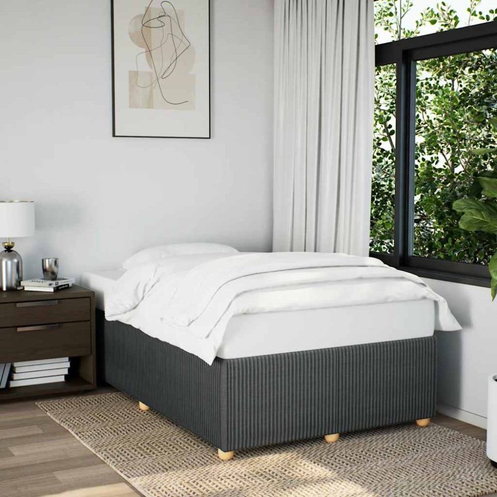 vidaXL Cadru de pat fără saltea, gri închis, 120x200 cm, textil