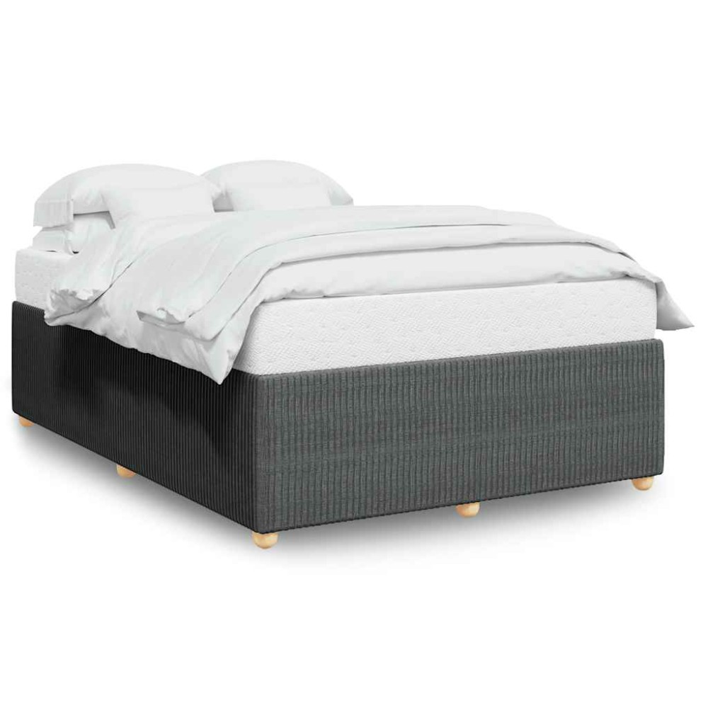 vidaXL Cadru de pat fără saltea, gri închis, 140x190 cm, textil