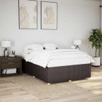 vidaXL Cadru de pat fără saltea, maro închis, 140x200 cm, textil vidaXL Cadru de pat fără saltea, maro închis, 140x200 cm, textil