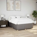 vidaXL Cadru de pat fără saltea, gri taupe, 140x190 cm, textil vidaXL Cadru de pat fără saltea, gri taupe, 140x190 cm, textil
