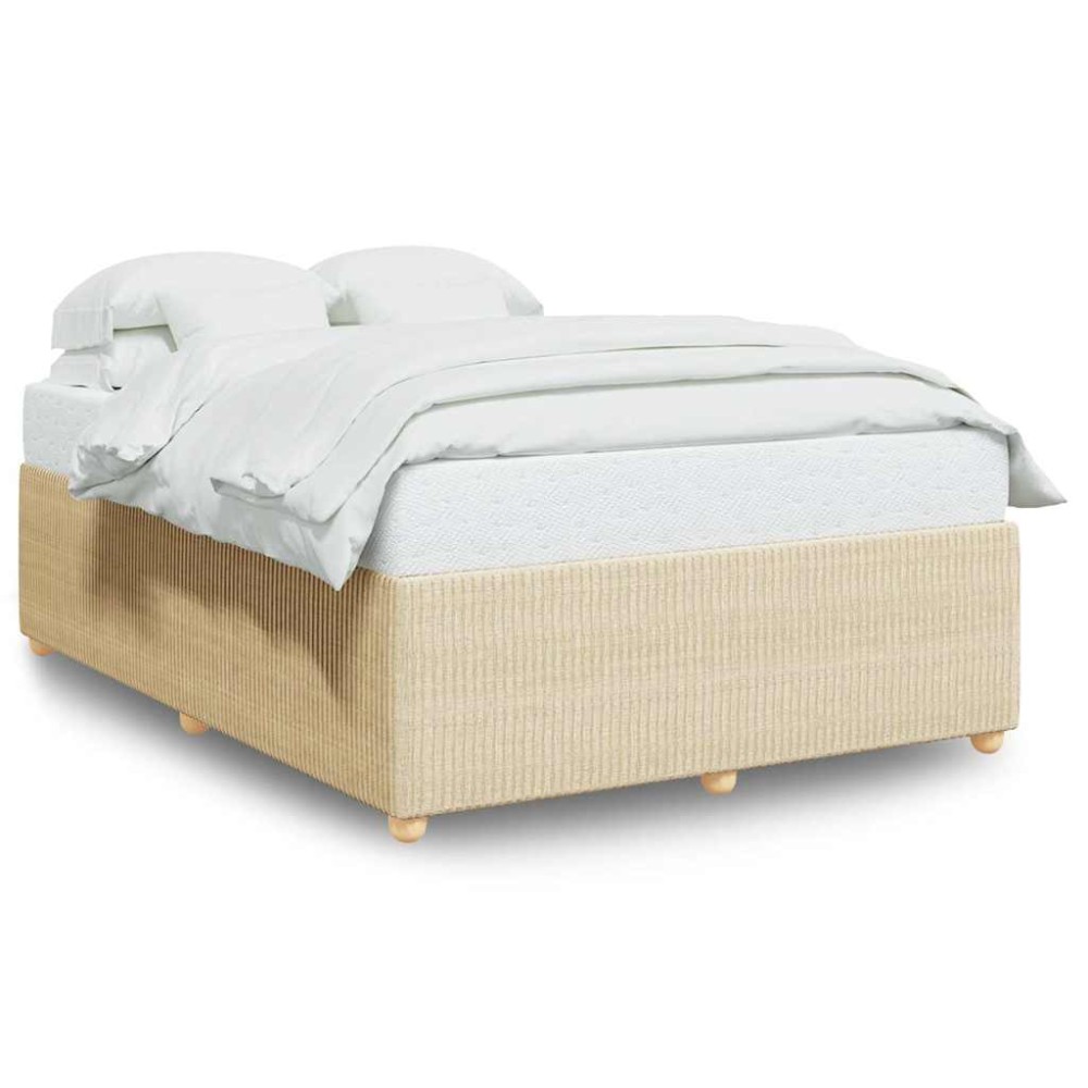 vidaXL Cadru de pat fără saltea, crem, 140x190 cm, textil