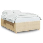 vidaXL Cadru de pat fără saltea, crem, 140x190 cm, textil