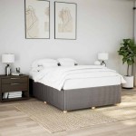 vidaXL Cadru de pat fără saltea, gri taupe, 140x200 cm, textil vidaXL Cadru de pat fără saltea, gri taupe, 140x200 cm, textil