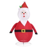 vidaXL Figurină Moș Crăciun decorativă cu LED, 60 cm, țesătură lux