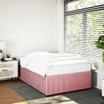 vidaXL Cadru de pat fără saltea roz 120x190 cm catifea vidaXL Cadru de pat fără saltea roz 120x190 cm catifea