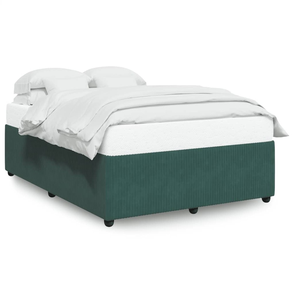 vidaXL Cadru de pat fără saltea, verde închis, 140x190 cm, catifea
